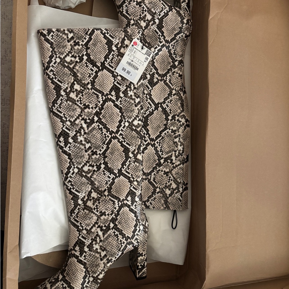Zara Snake Print Heeled Boots